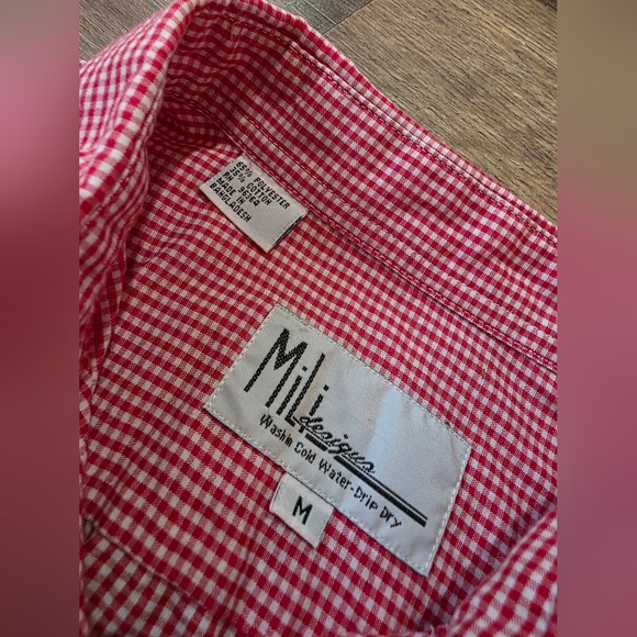 Mili Designs Vintage Women's Gingham Jewel Heart Button Down Shirt Size Medium - Picture 8 of 10